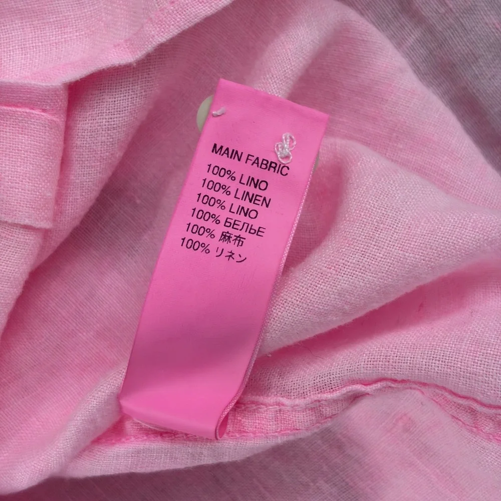 MC2 SAINT BARTH Pure 100% Linen Shirt in Pink Men Large Resort Beach NWOT $200